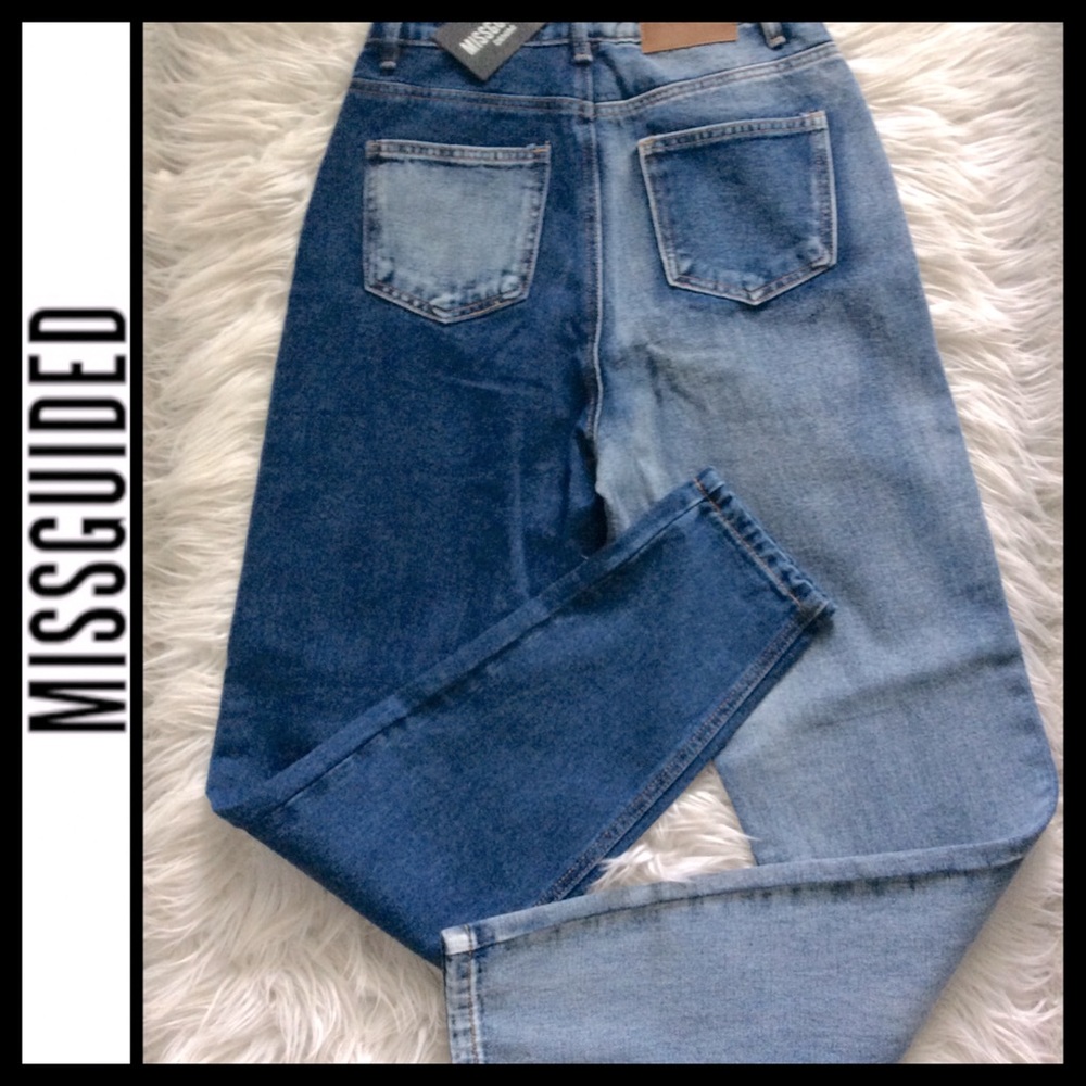 NWT Missguided Riot High Rise Splice Mom Jeans - Picture 7 of 8